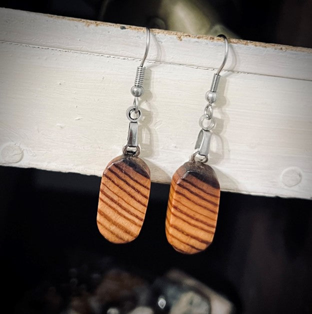 Reclaimed Barn Wood Dangle Earrings